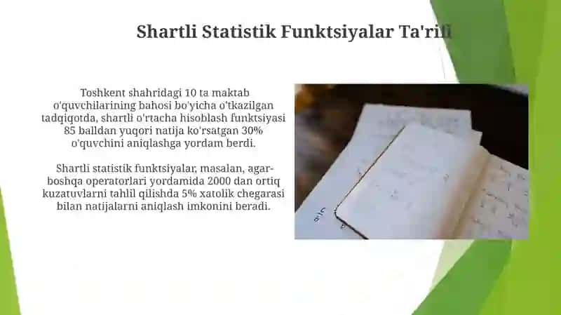 Shartli Statistik Funktsiyalar 4