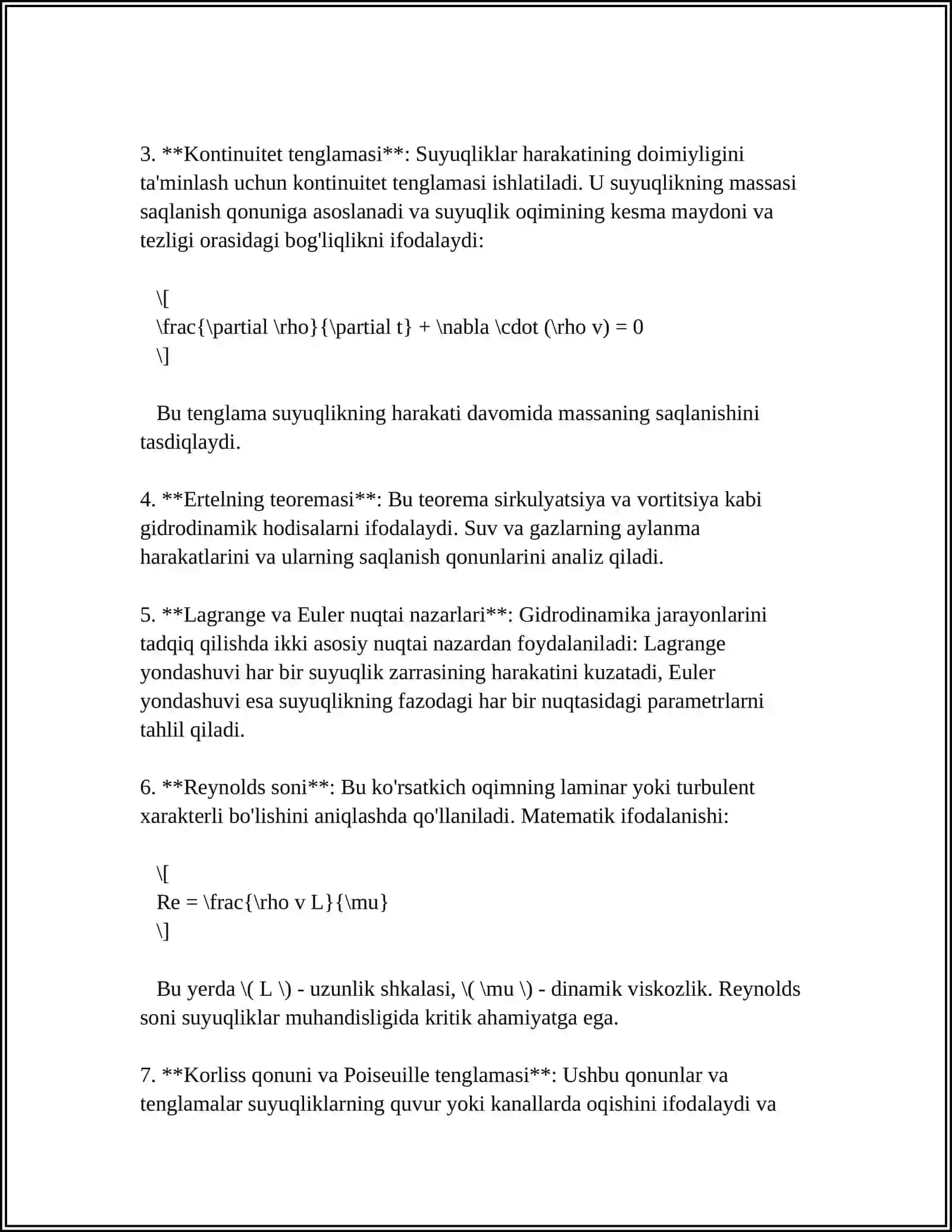 GIDRODINAMIK JARAYONLAR. KIMYOVIY KINETIKA VA KATALIZ 4