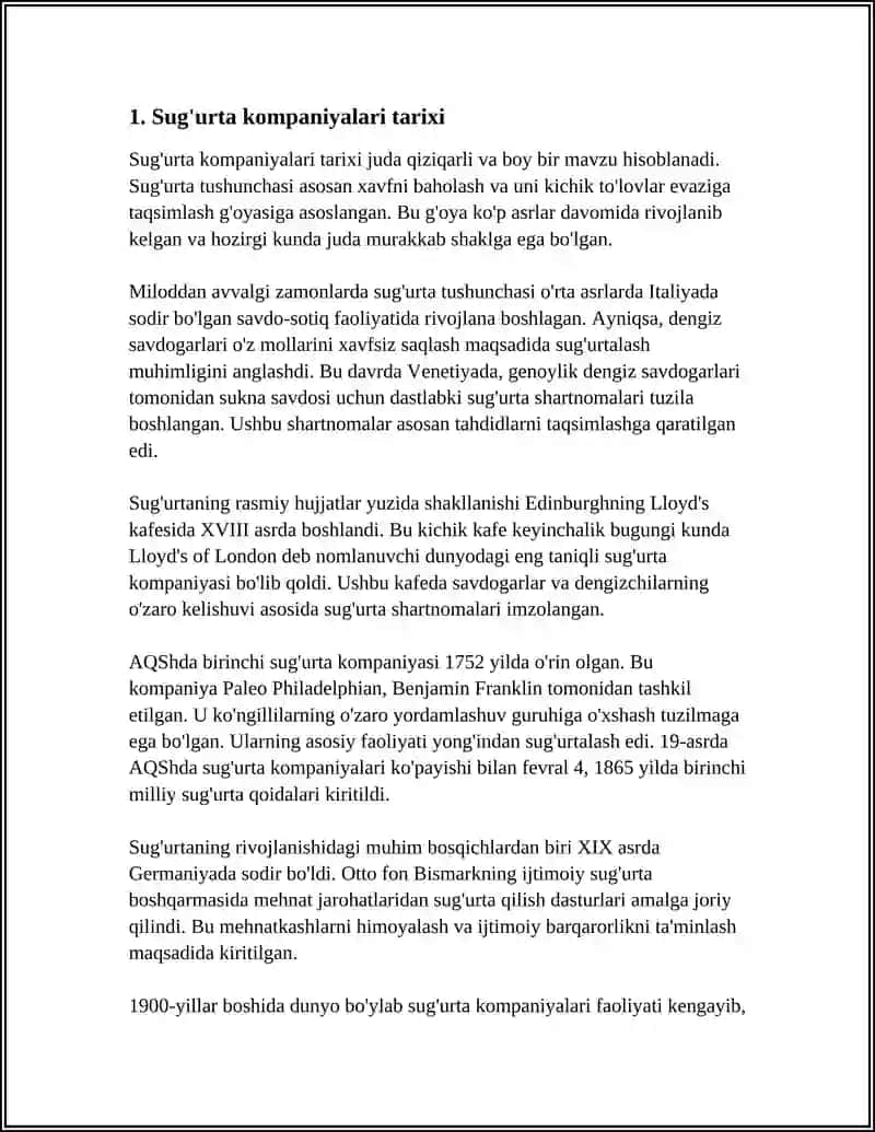 SUG'URTA KOMPANIYALARI TARIXI 4