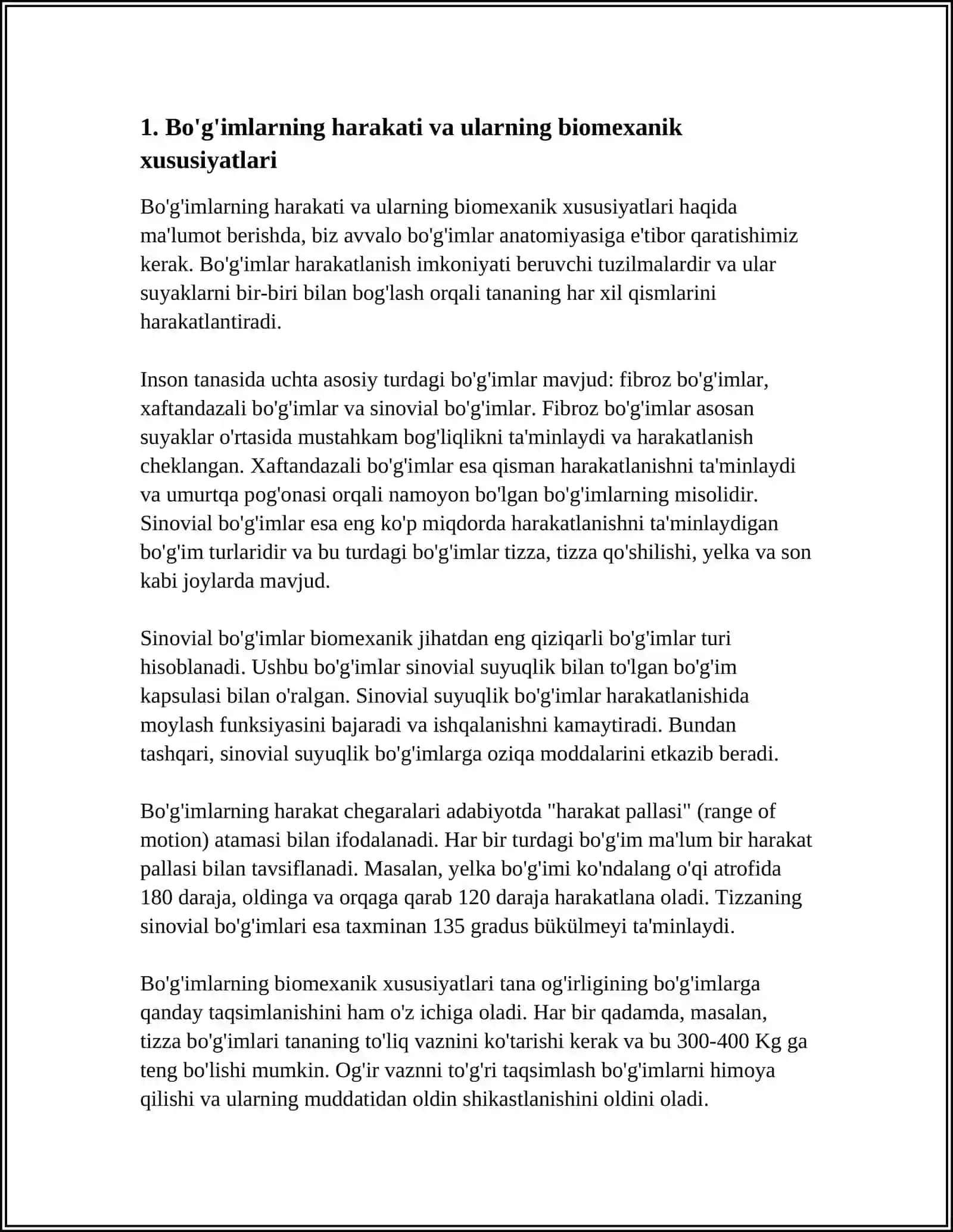 BOʻGʻIMLARNING BIOMEXANIKASI. BIRLASHMALARNING RENTGENANATOMIYASI 4