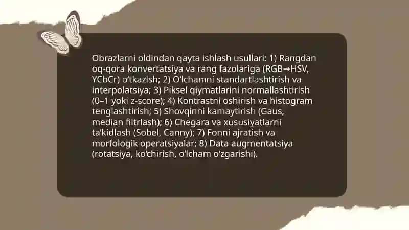 Obrazlar yig‘ish va kamera sensor tizimlari 4