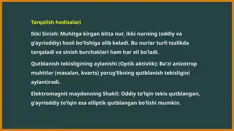 Elektromagnit toʻlqinlarning anizatrop muhitda tarqalishi 4