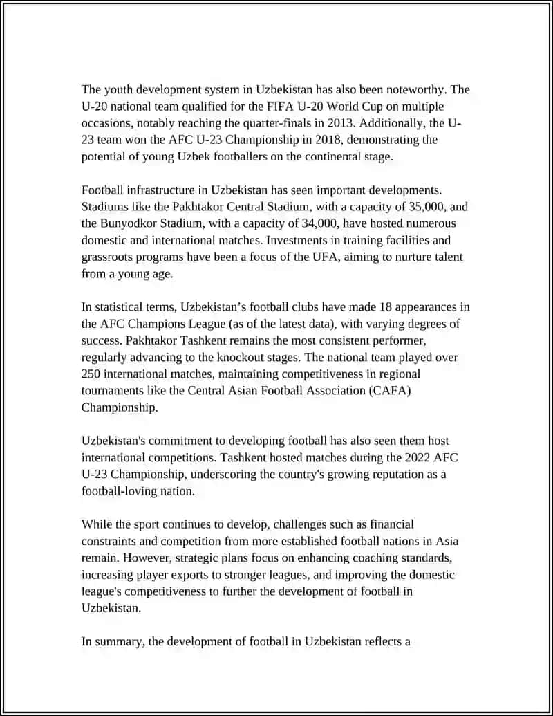Development of Football in Uzbekistan 4