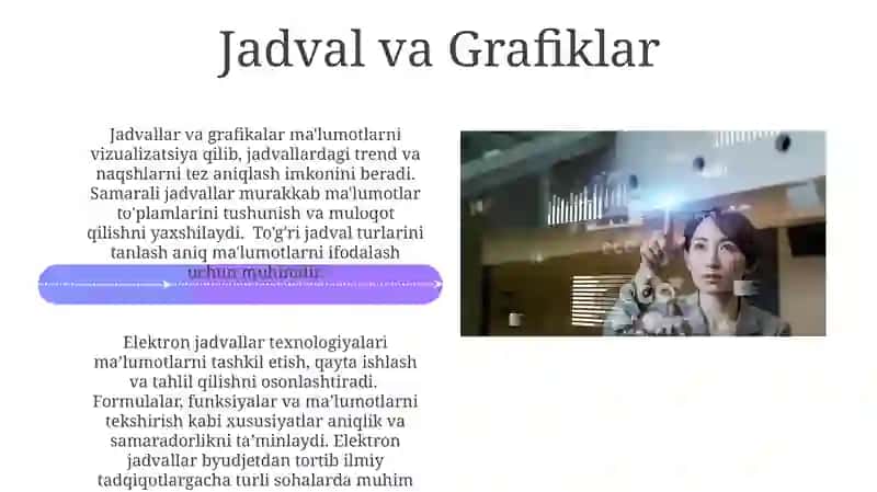 Elektron jadvallar bilan ishlash texnologiyalari 4