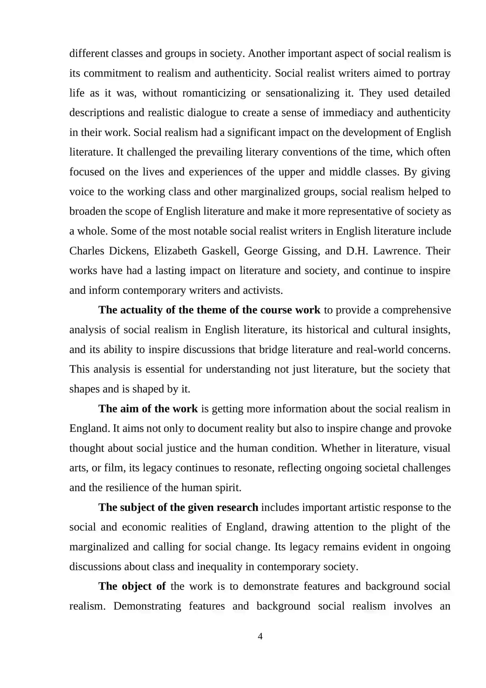 Course Work on Social Realism in English Literature 4