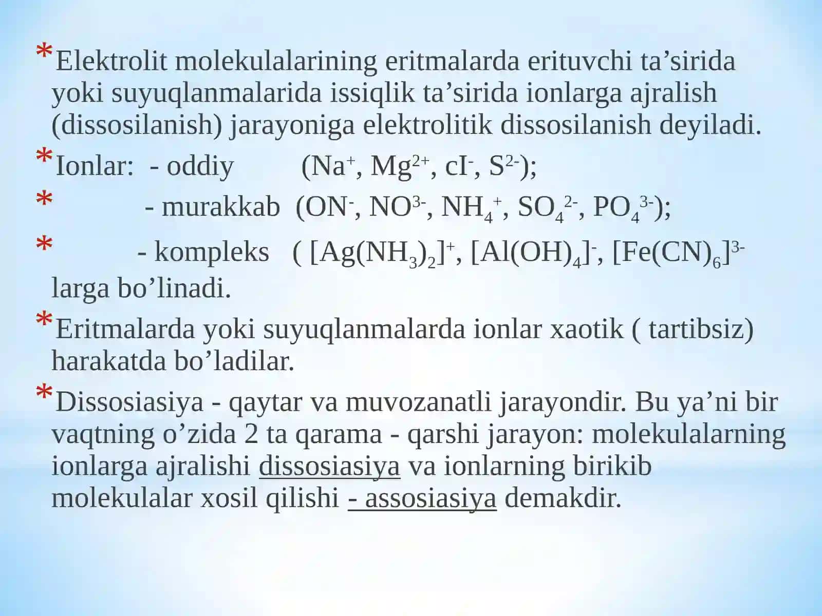 Elektrolitik dissotsiyalanish nazariyasi 4