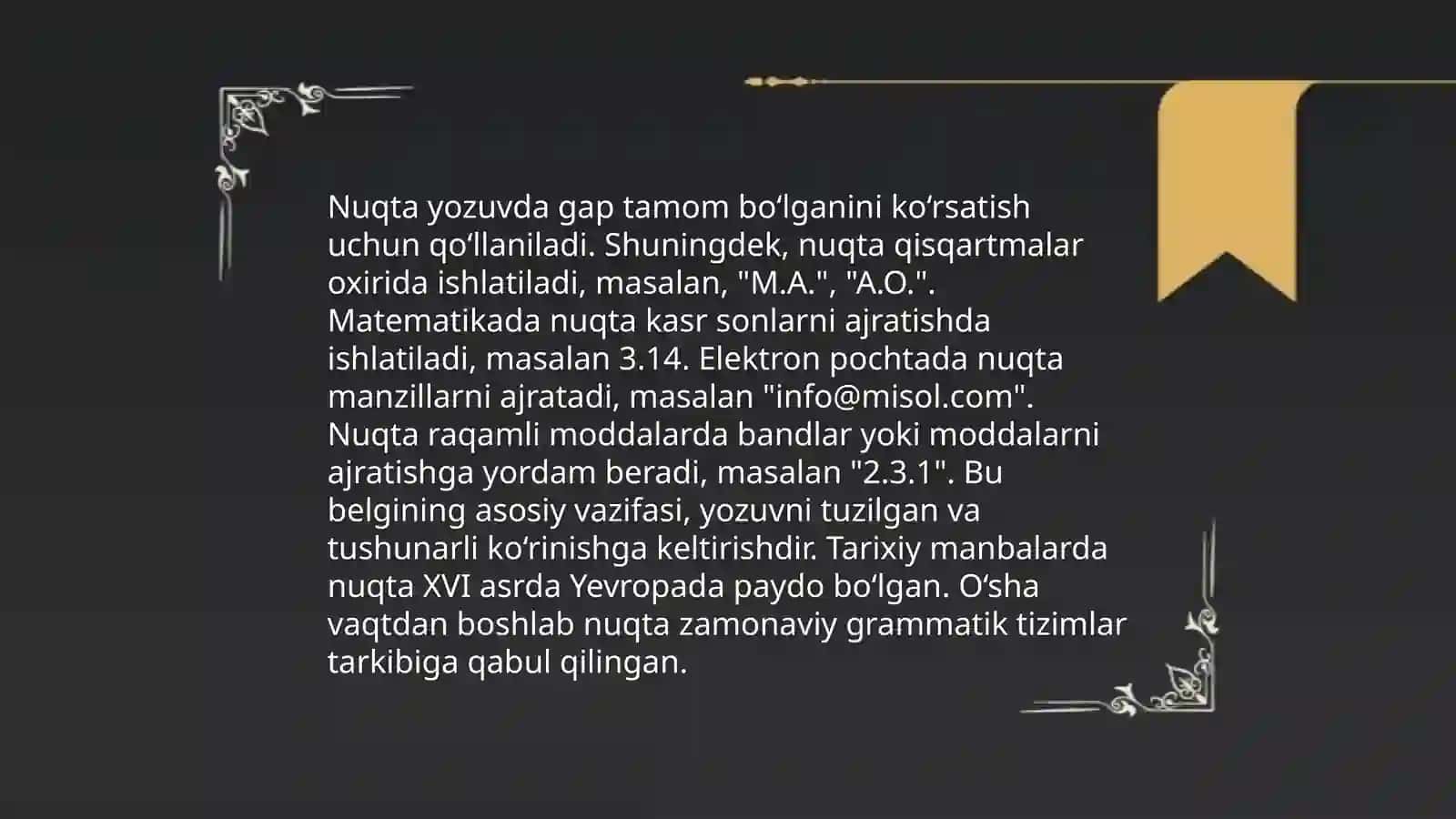 Tinish belgilarining ishlatilishiga mashqlar 4
