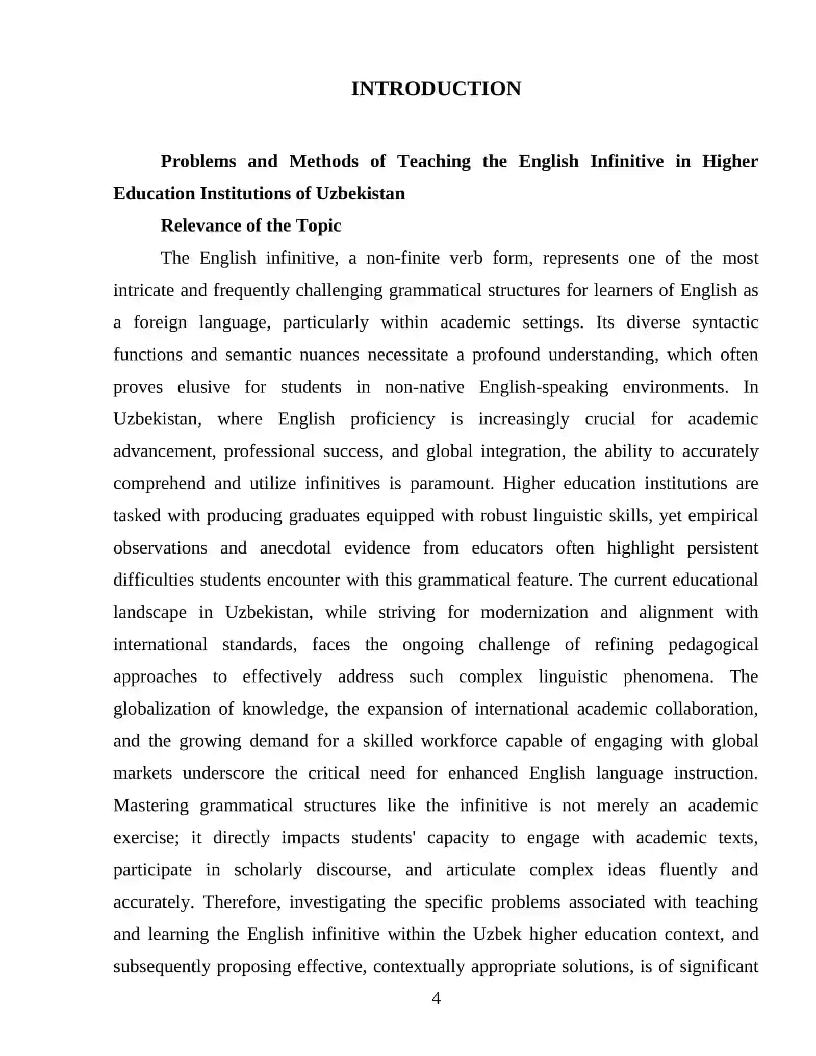 Problems and methods of teaching the Infinitive in English. 4