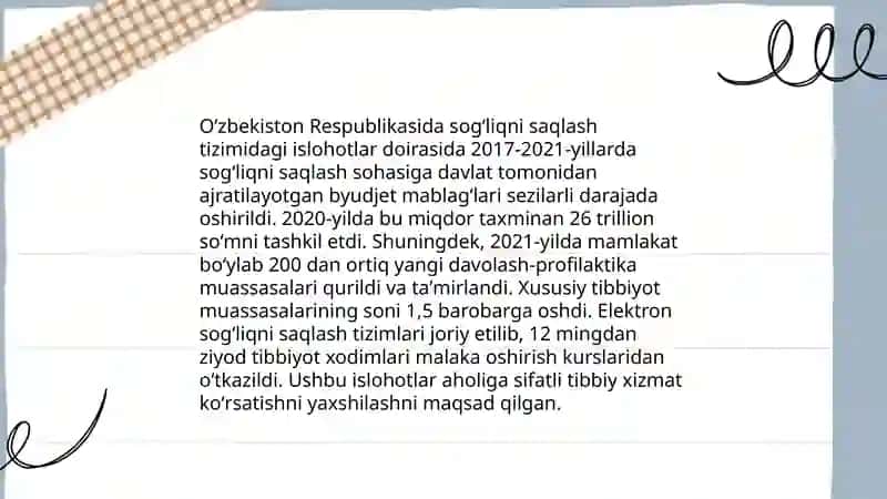 Oʻzbekiston Respublikasida ijtimoiy sohadagi islohotlar 4