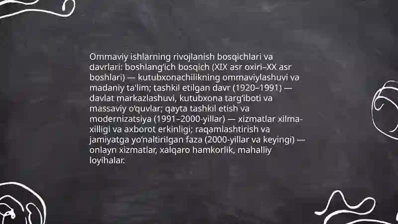 Kutubxonaning ommaviy ishlari tarixi 4