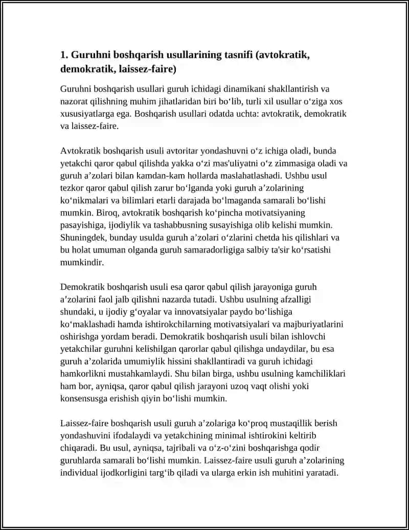Guruhni boshqarishning asosiy usullari 4
