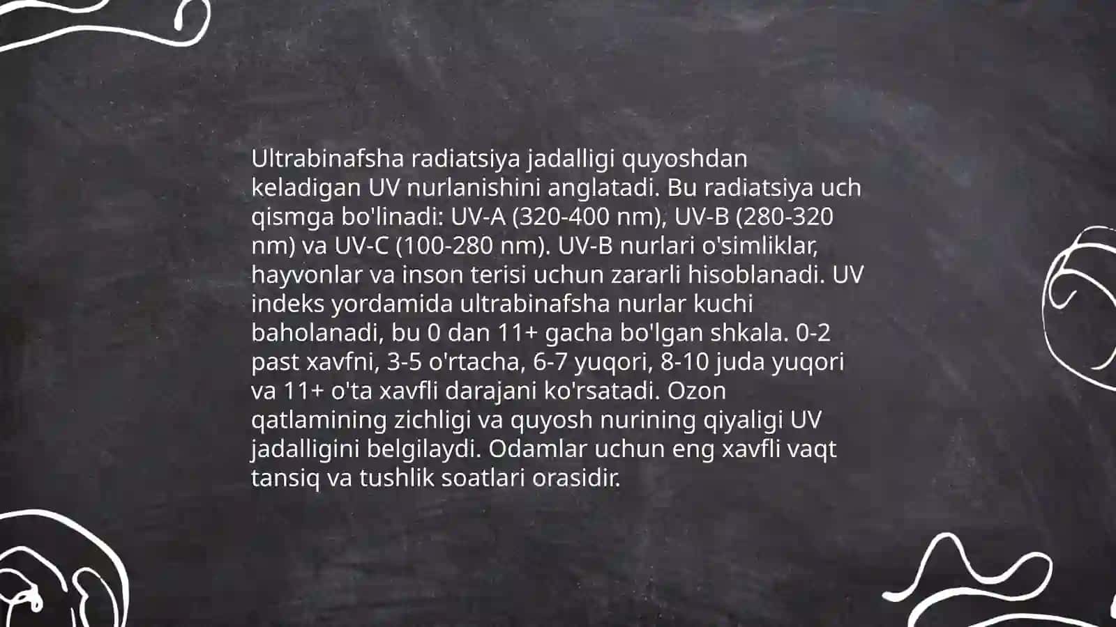 Infraqizil va ultrabinafsha radiatsiyalarning jadalligini tekshirish 4