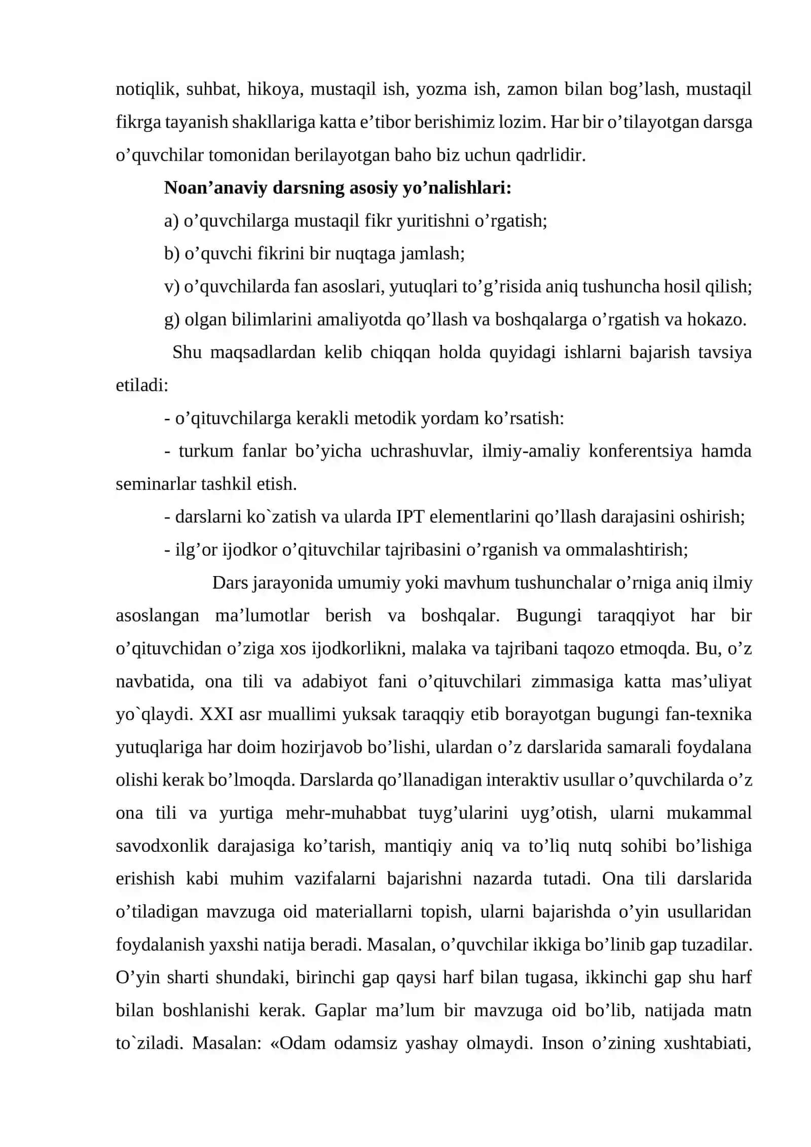 ONA TILI DARSLARIDA NOAN’ANAVIY USULLARDAN FOYDALANISH 4