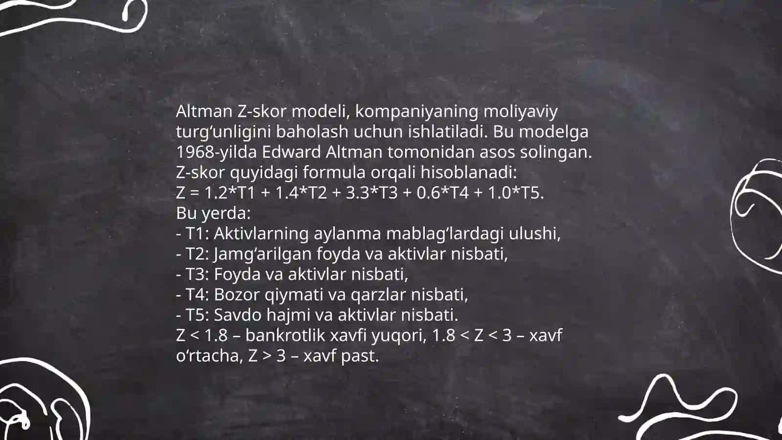 Bankrotlikni aniqlashning turli modellari 4