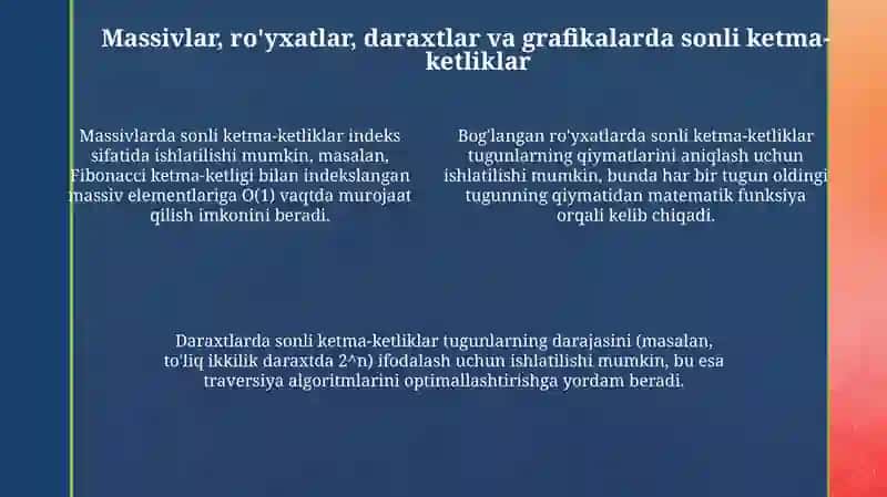 Sonli ketma-ketliklar va ma'lumotlar tuzilmalari 4