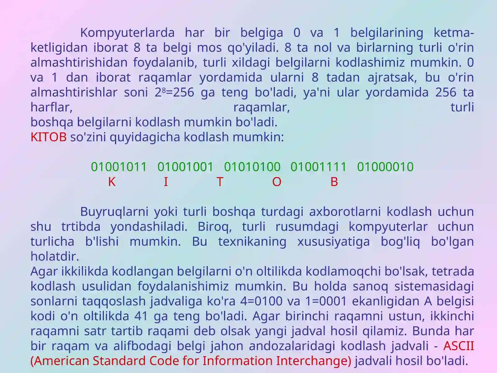 Axborotlarning kompyuterda tasvirlanishi 4