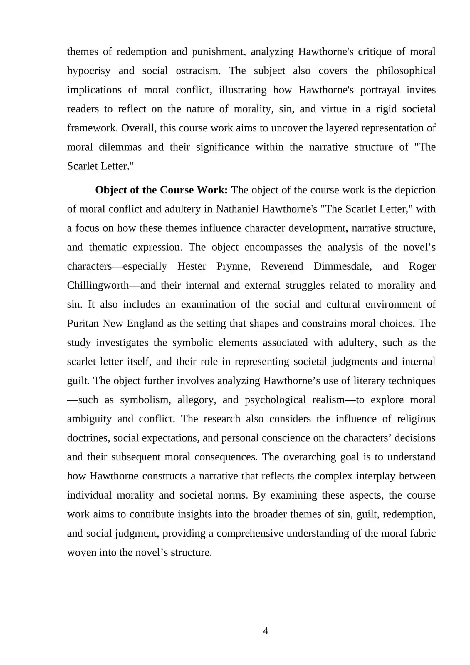 MORAL CONFLICT AND ADULTERY IN THE SCARLET LETTER 4