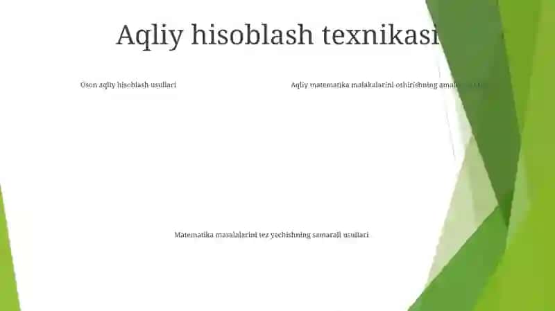 Hisoblashning Qulay Usullari Mavzusida Rejali Taqdimot Qilib Ber 4