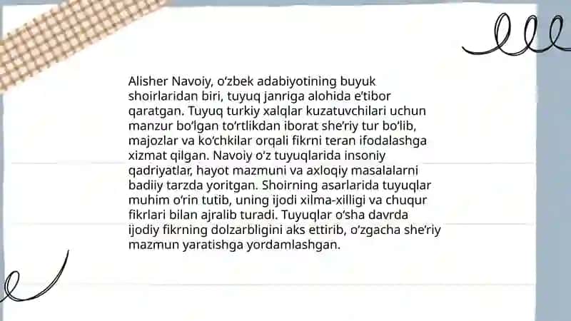 Tuyuqlardan yod olish va sharhlash 4