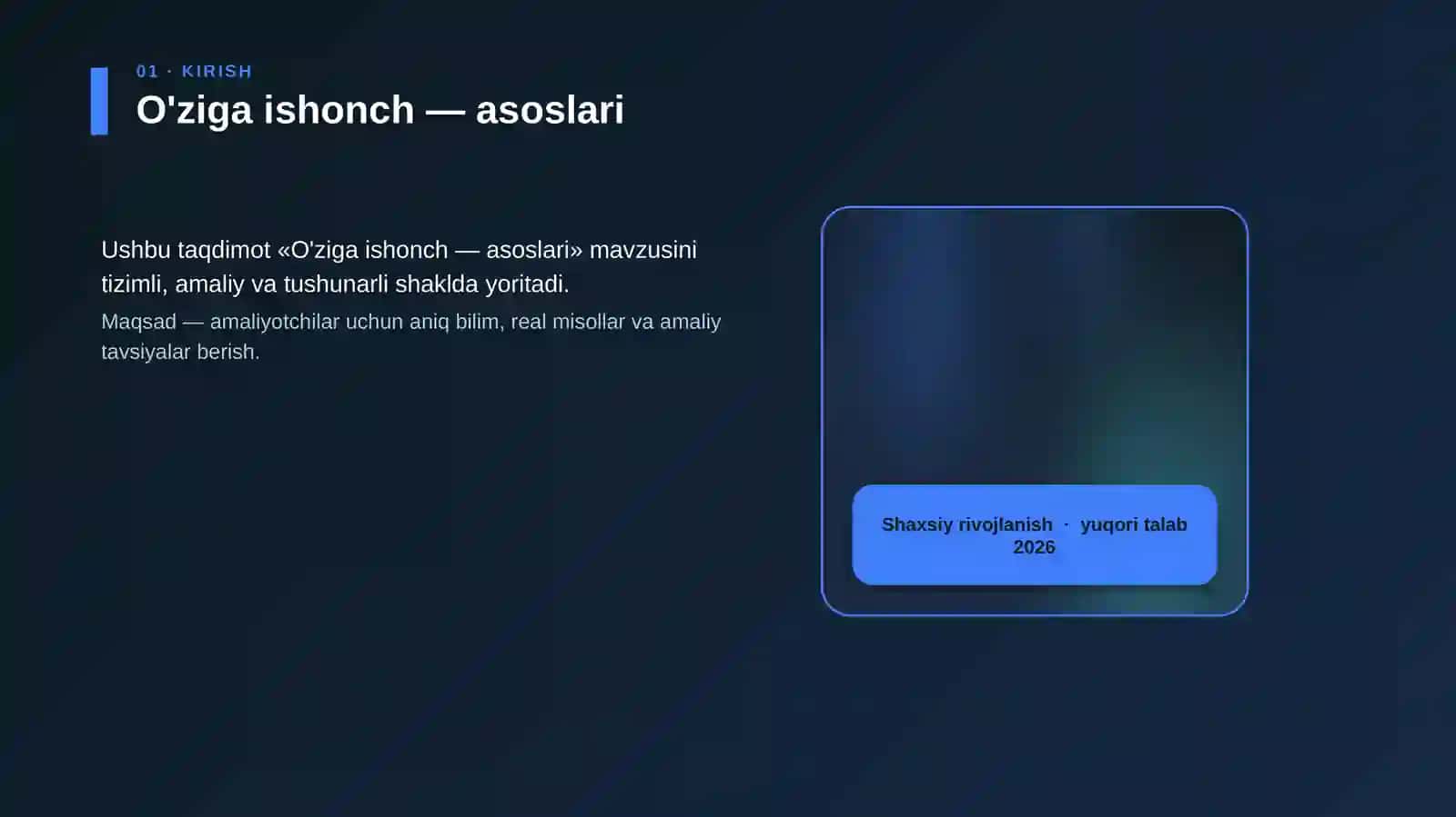 O'ziga ishonch — asoslari 4