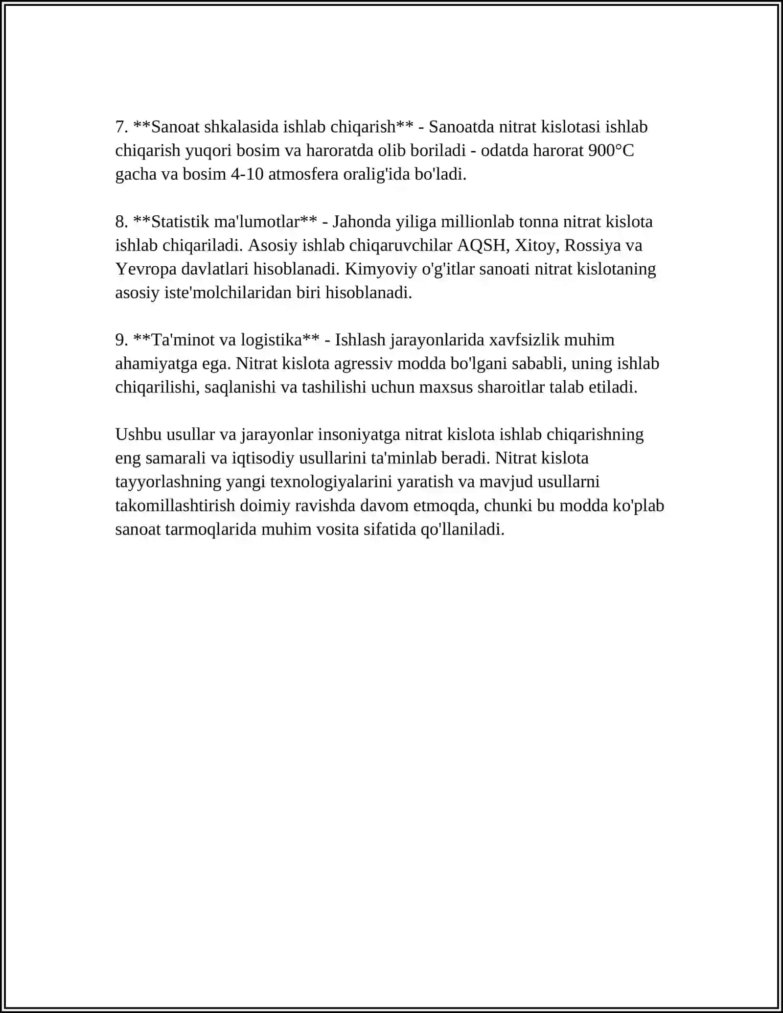 Nitrat kislota tayyorlash usullari 4
