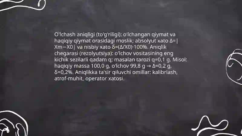 O'lchov vositalarining metrologik xususiyatlari 4