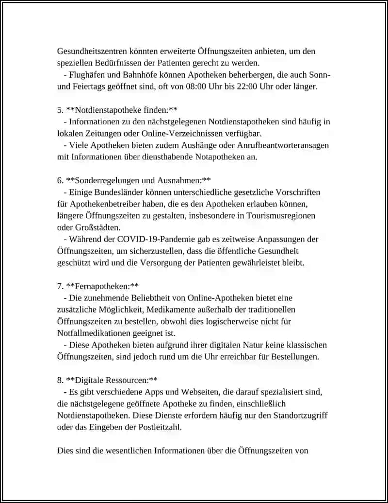 Öffnungszeiten der Apotheke 4