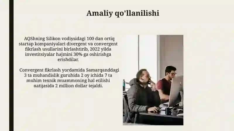Konvergent fikrlash: ta'rifi va xususiyatlari 4
