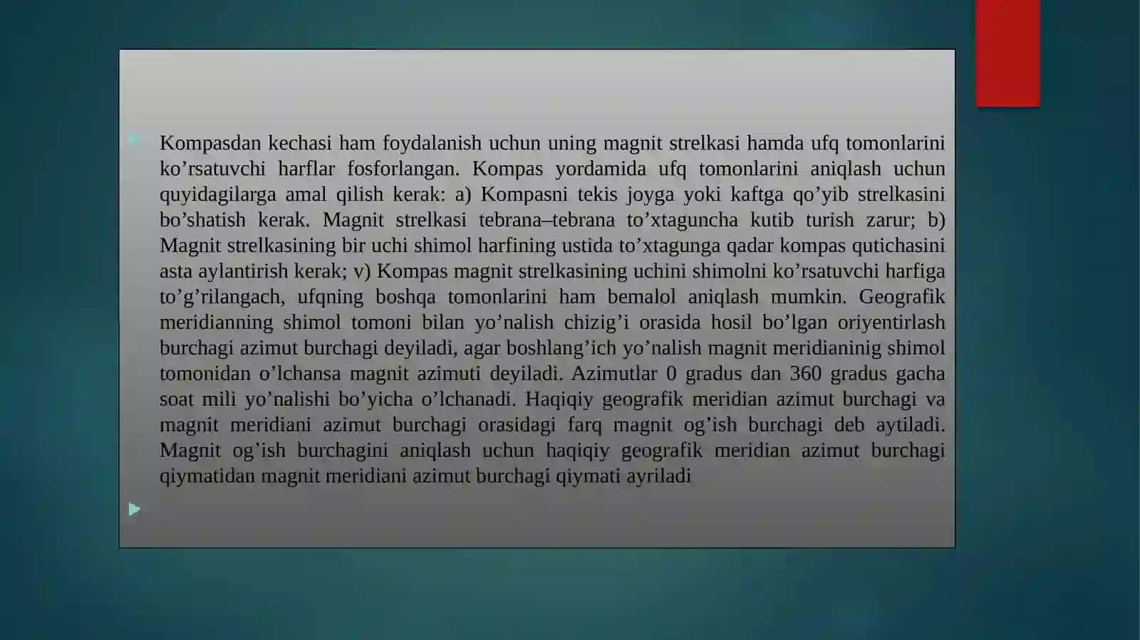 Amaliymashg’ulot. Xarita va kompas bilan ishlash 4
