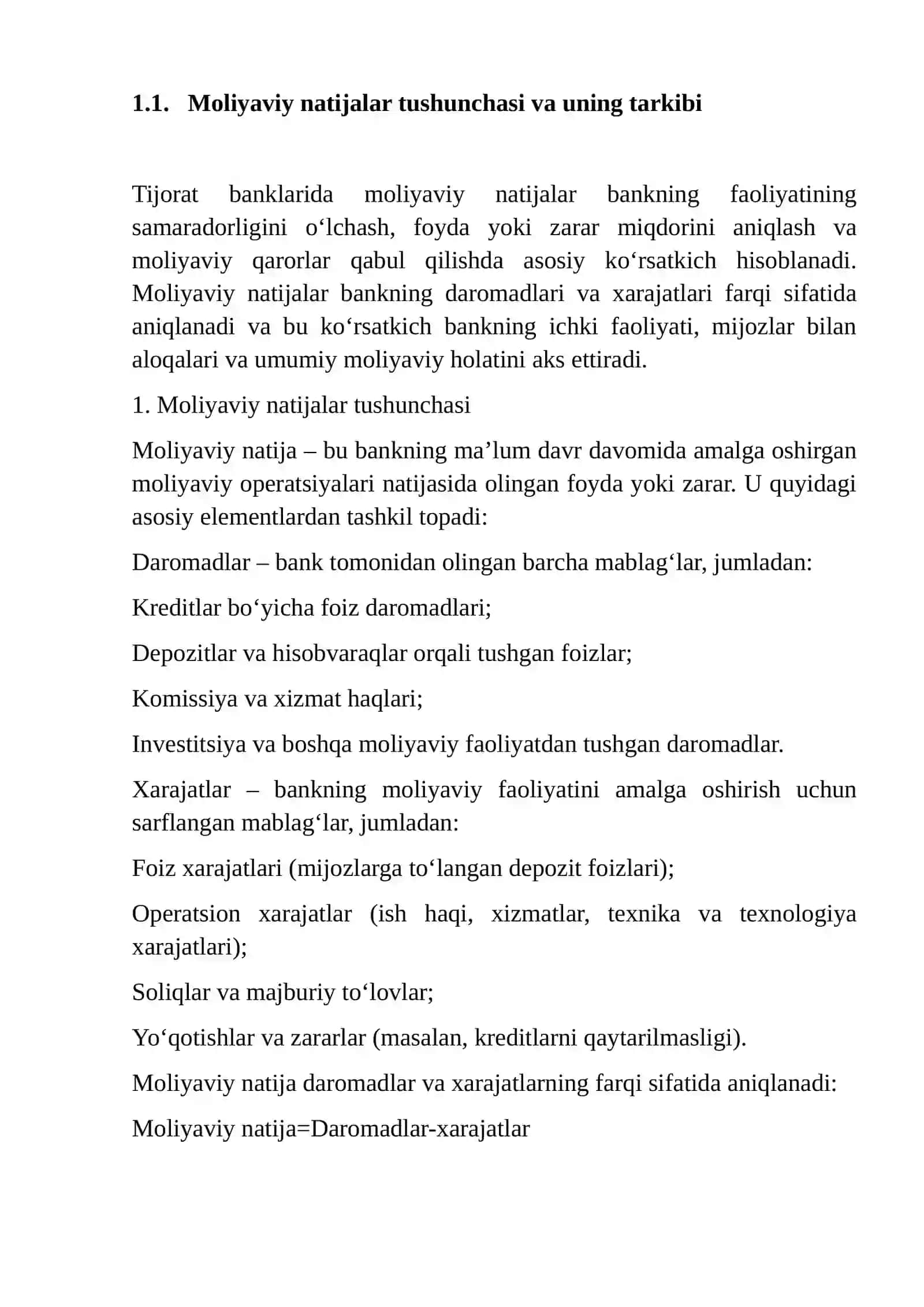 TIJORAT BANKLARI FAOLIYATI MOLIYAVIY NATIJALARINING HISOBI 4