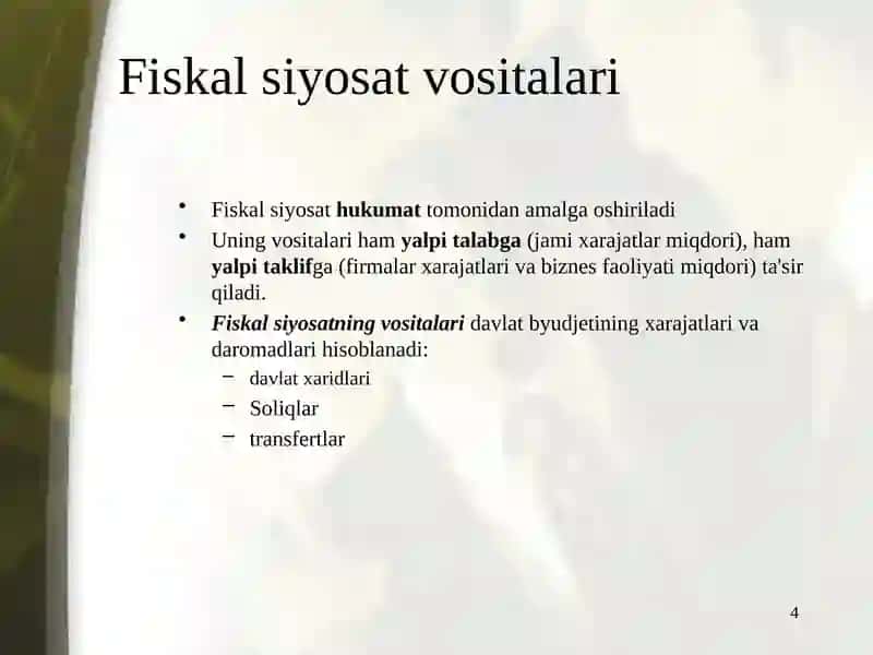 Fiskal va pul-kredit siyosatini muvofiqlashtirish muammolari 4