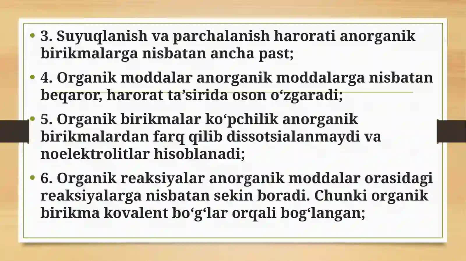 Organik birikmalarning tuzilish nazariyasi. Ta’sirlanish, aromatiklik 4