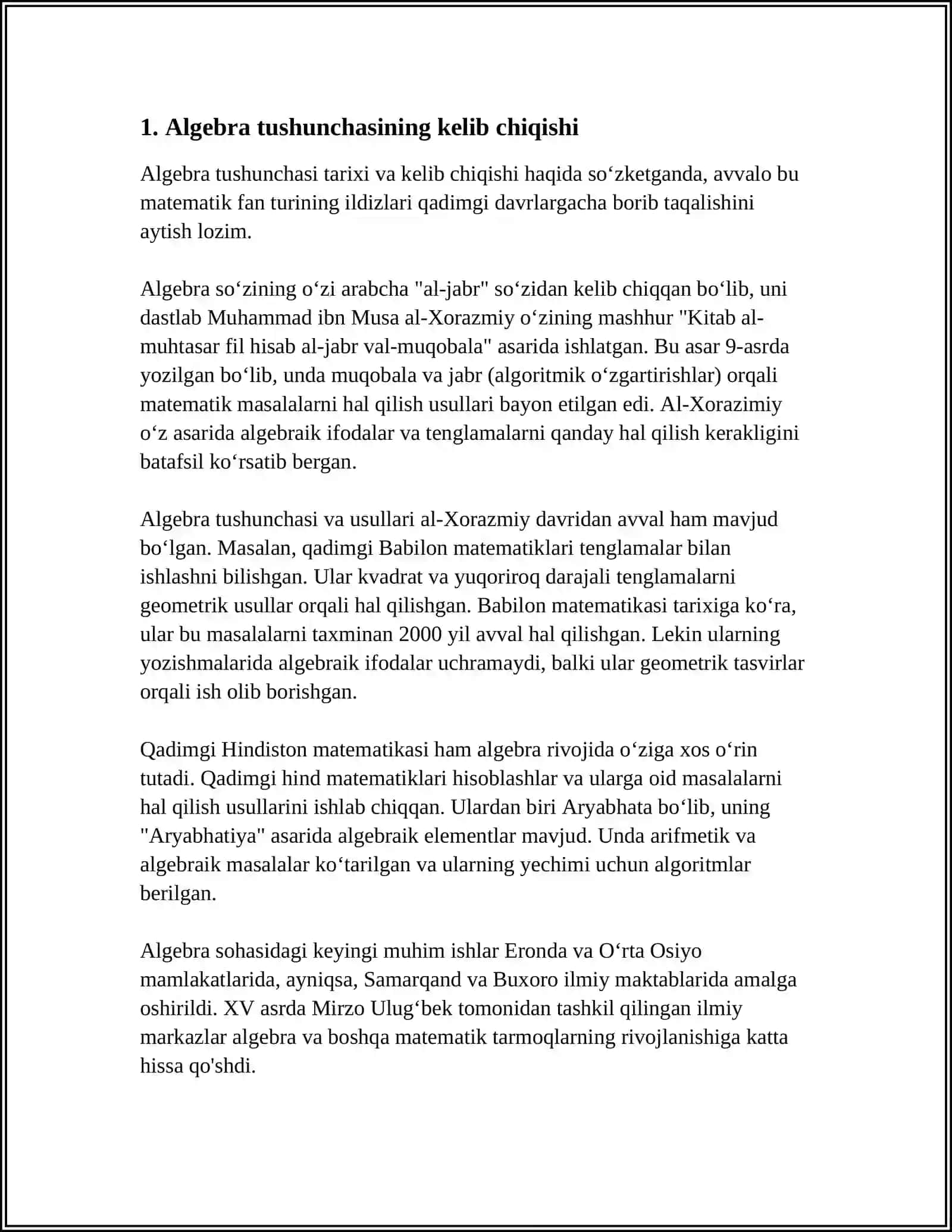 ALGEBRA ELEMENTLARI MAVZUSIDA TARIXIY ELEMENTLARDAN FOYDALANISH 4