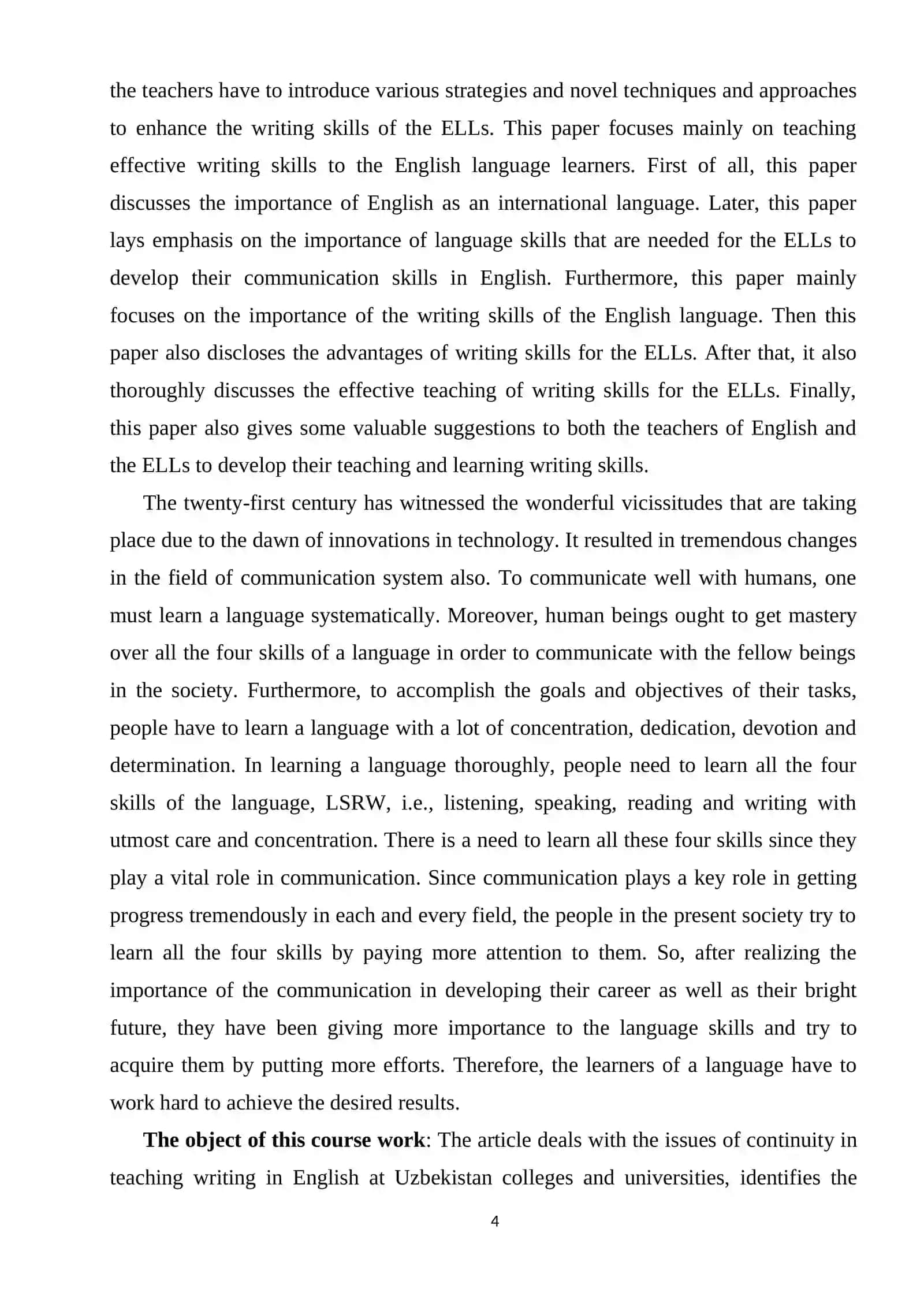 TEACHING WRITING IN ENGLISH 4
