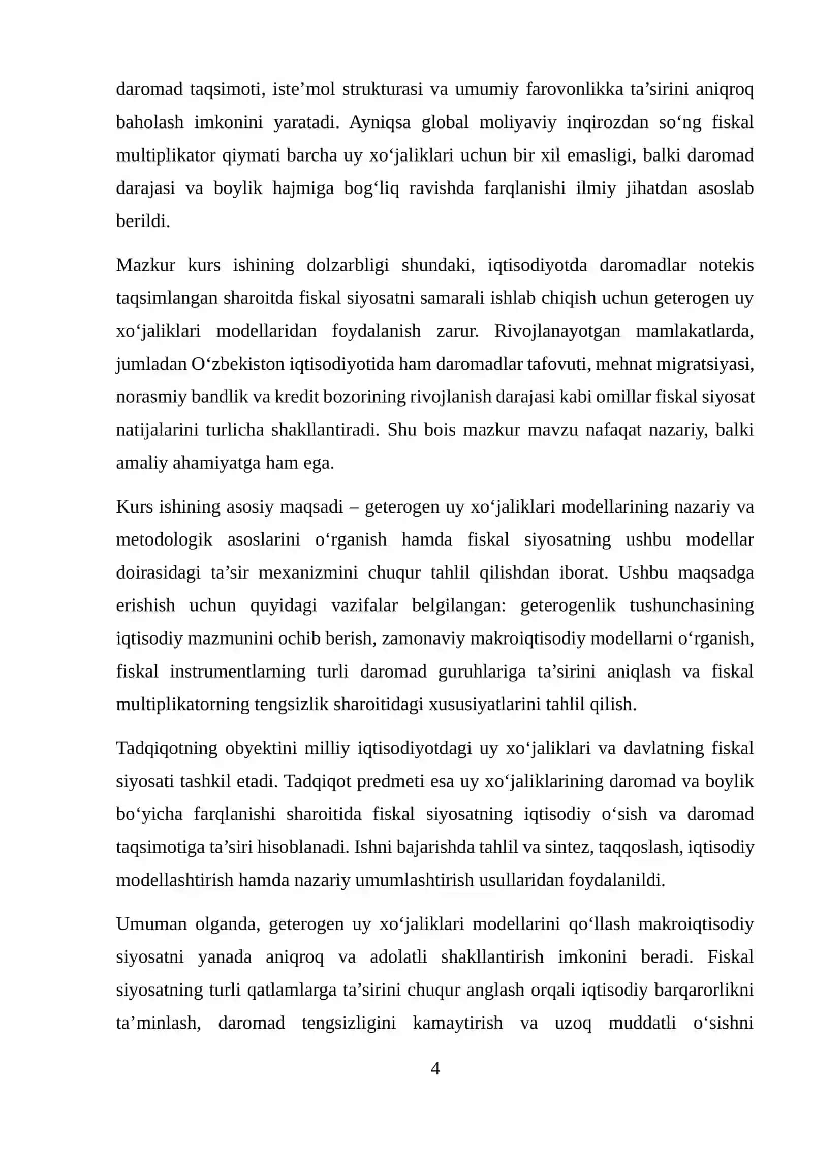 HETEROGEN UY XO‘JALIKLARI MODELLARI VA FISKAL SIYOSAT EFFEKTI 4
