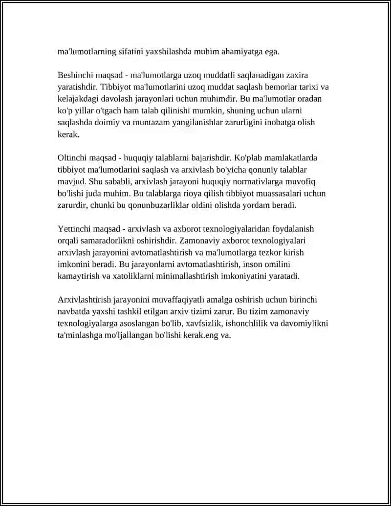 TIBBIYOT AXBOROTLARINI ARXIVLASH 4