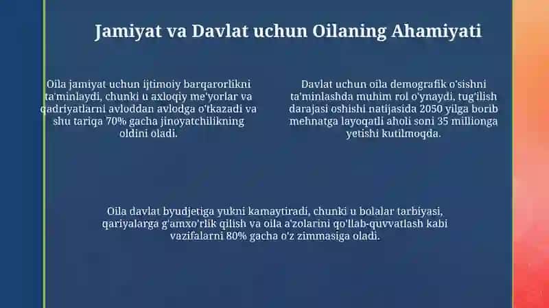 Oila: Ta'rif, Funksiyalari va Jamiyatdagi O'rni 4