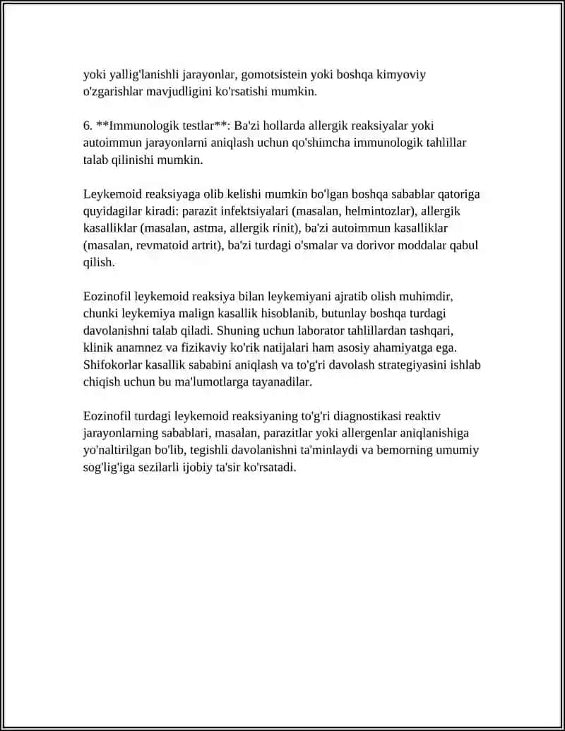 EOZINOFIL TURDAGI LEYKEMOID REAKSIYA LABORATOR DIAGNOSTIKASI 4