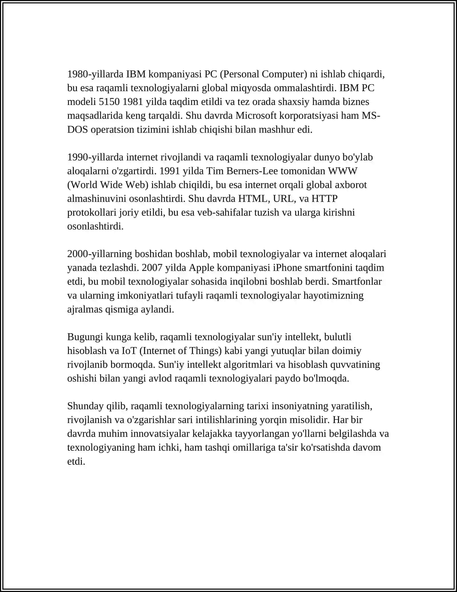 RAQAMLI TEXNOLOGIYALAR MAVZUDA 4
