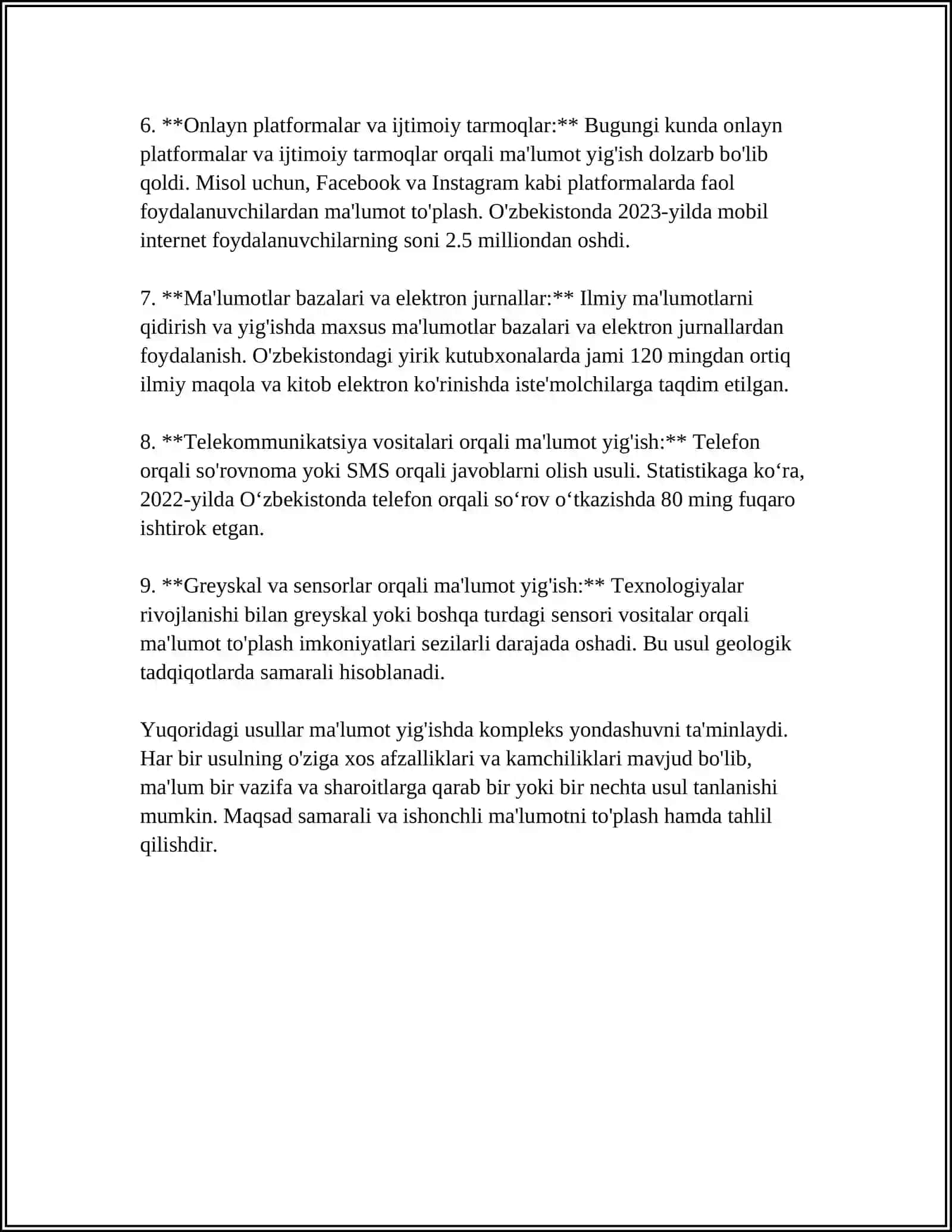 MA'LUMOTLAR YIG'ISH USULLARI 4