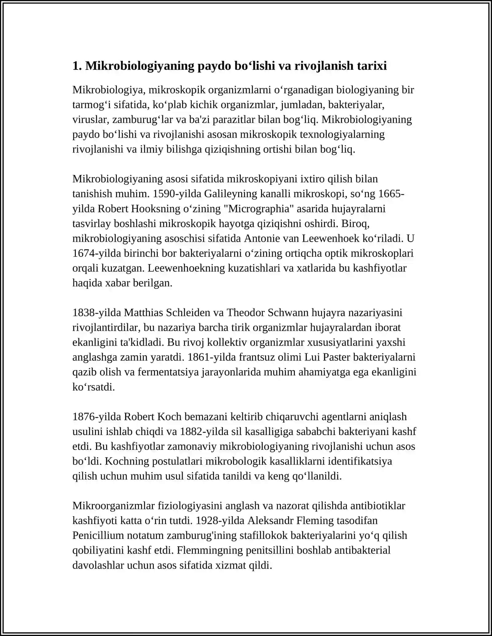 MIKROBIOLOGIYA, VIRUSOLOGIYA, IMMUNOLOGIYA TOʻGʻRISIDA TUSHUNCHA VA FANNING RIVOJLANISH TARIXI 4