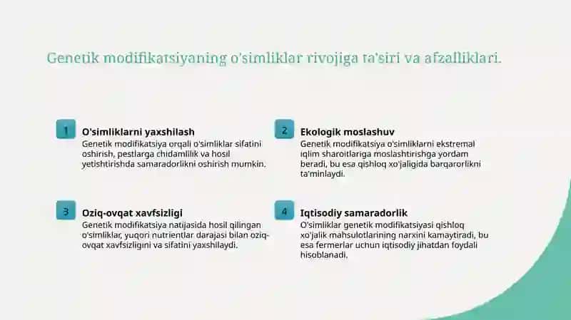 Oʻsimliklar gen muhandisligi 4