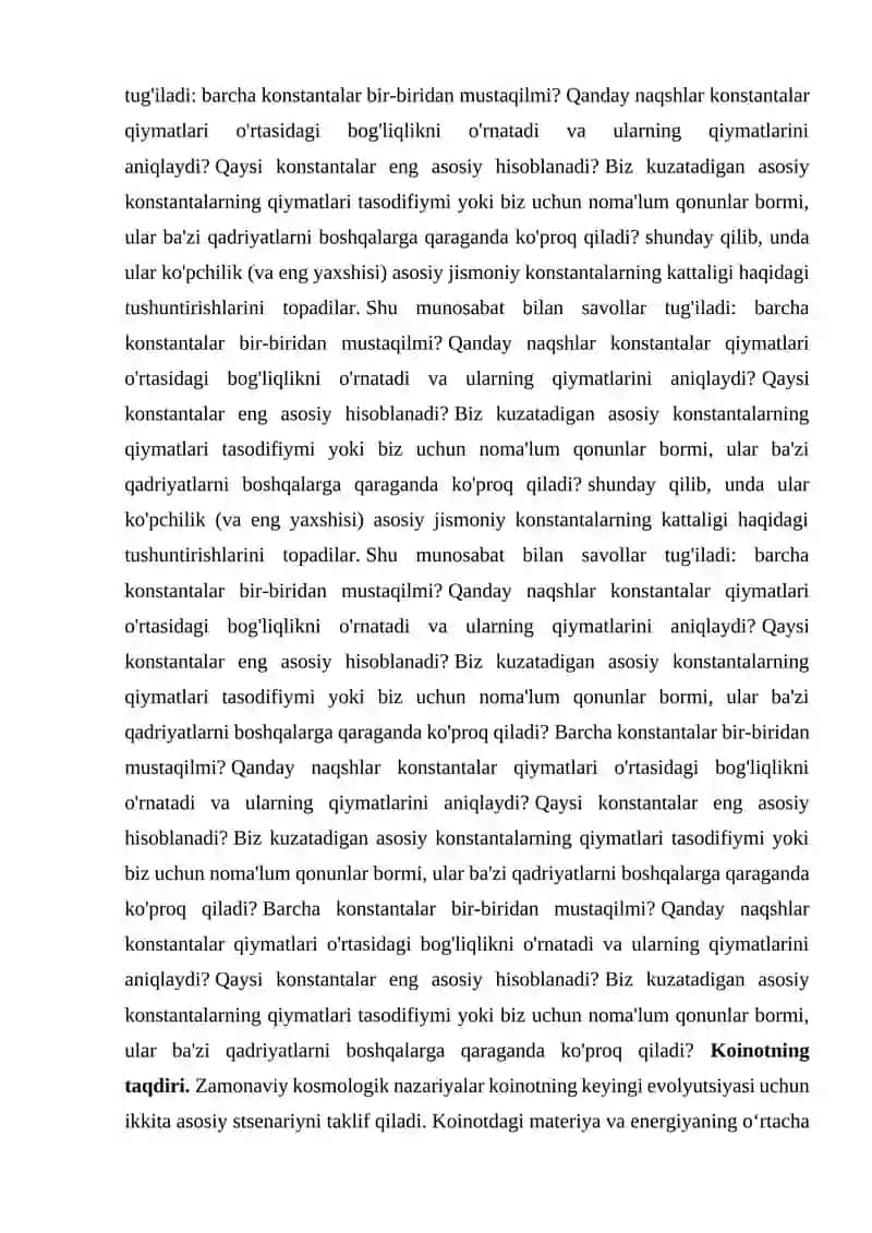 Kosmologiyaning yechilmagan muammolar 4