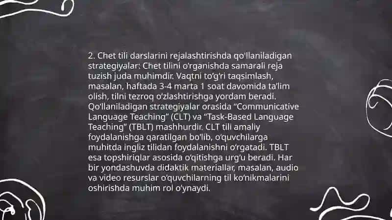 Chet tili darsi va uni rejalashtirish 4