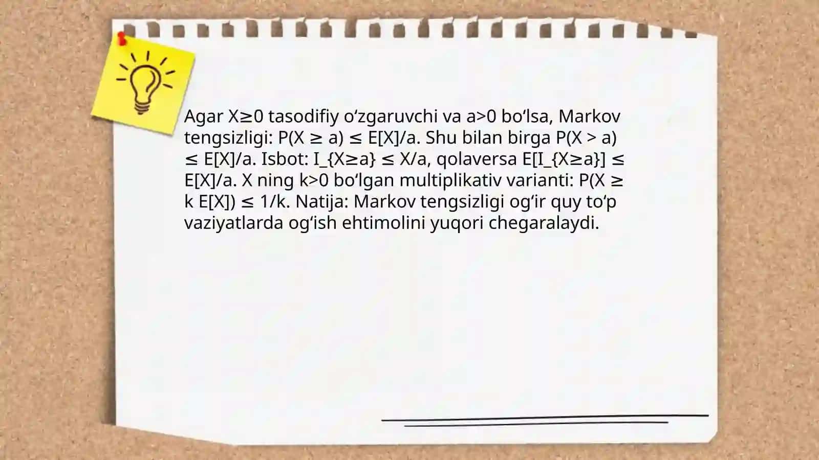 Markov va Chebyshev tengsizliklari 4