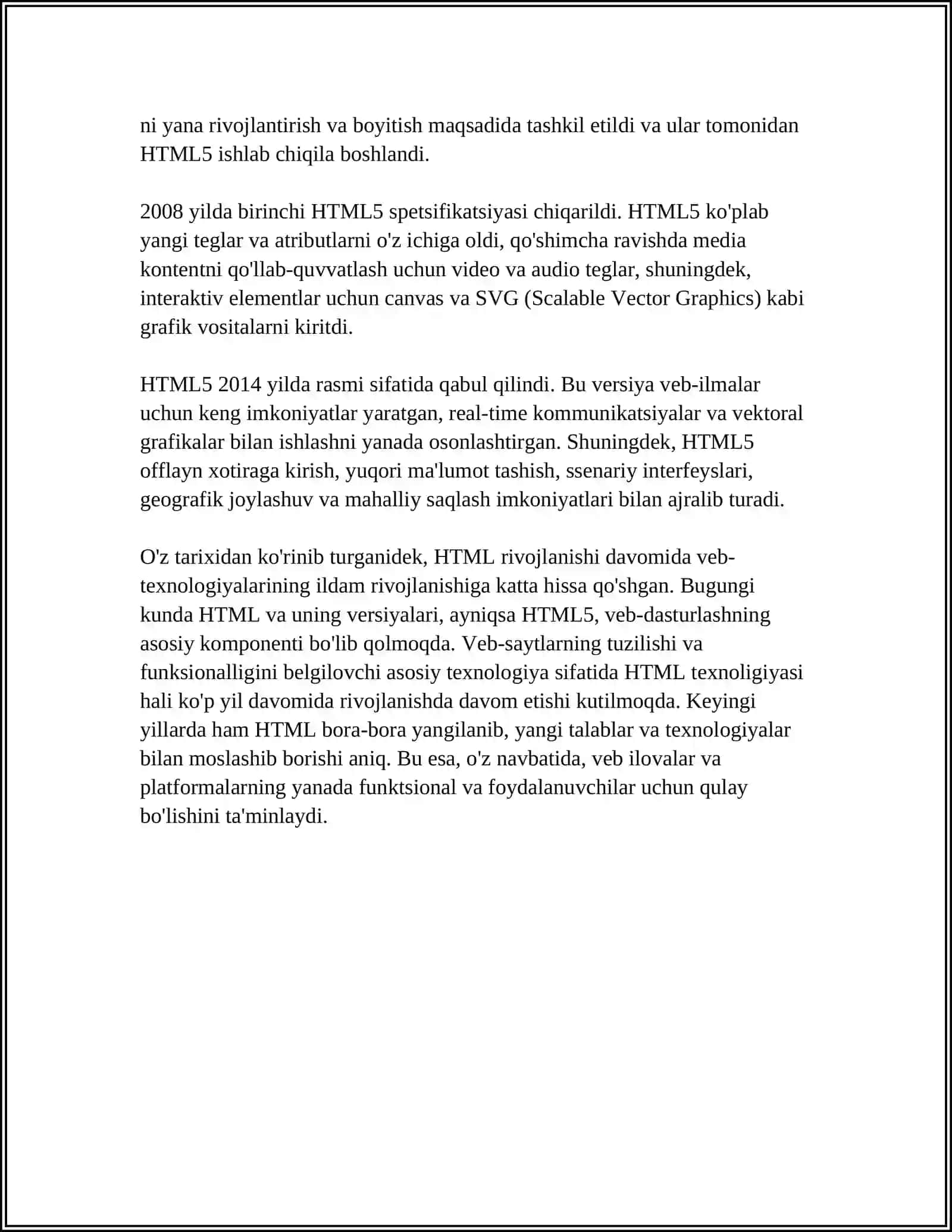 HTML TILIGA KIRISH, UNING ASOSIY ELEMENTLARI. TEG TUSHUNCHASI 4