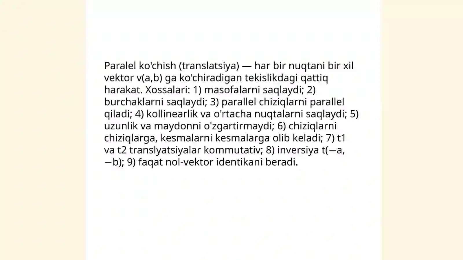 Tekislikdagi harakatlar va ularning xossalari 4