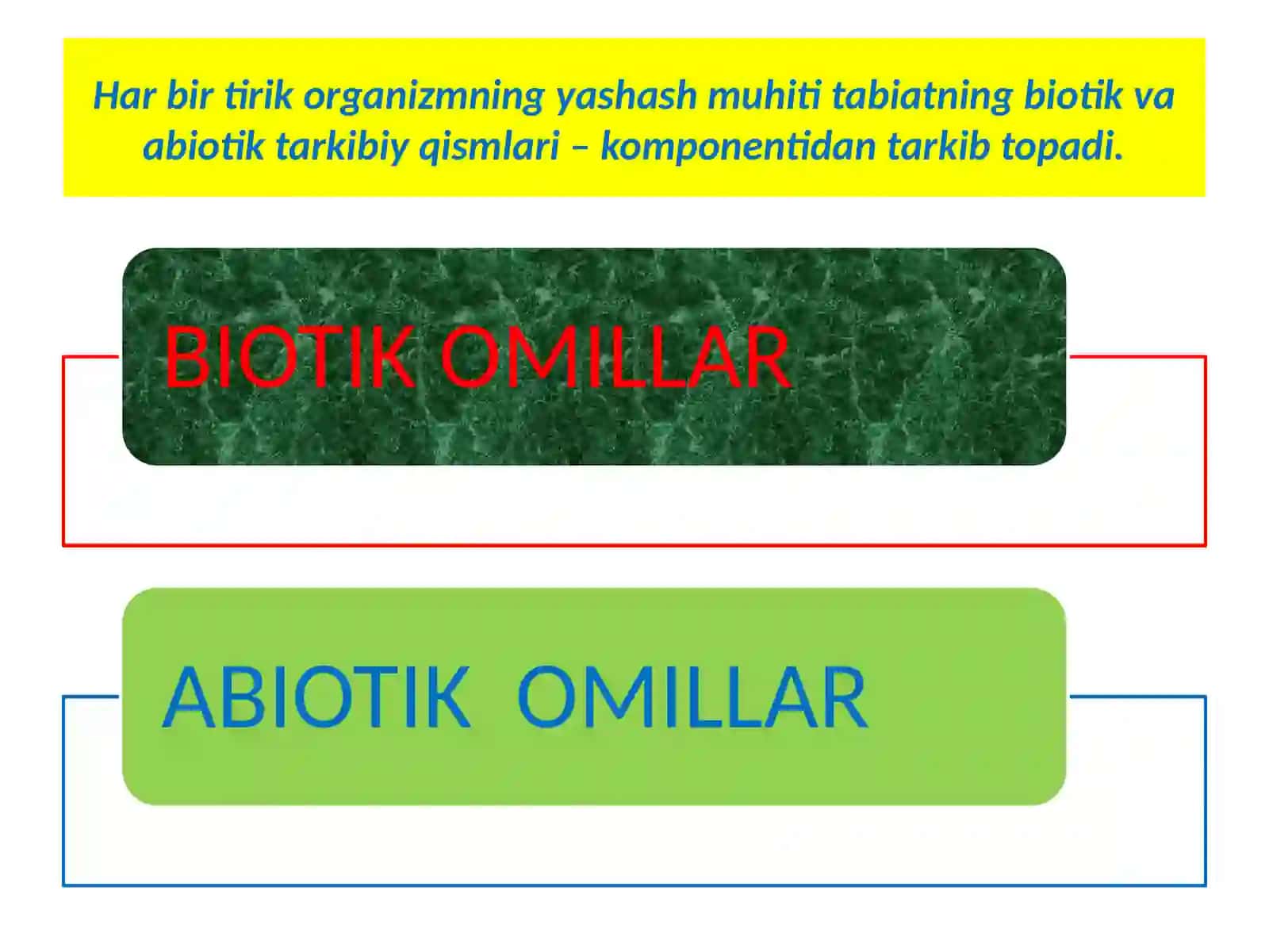 ORGANIZMLARNING YASHASH MUHITI. SUV MUHITI 4