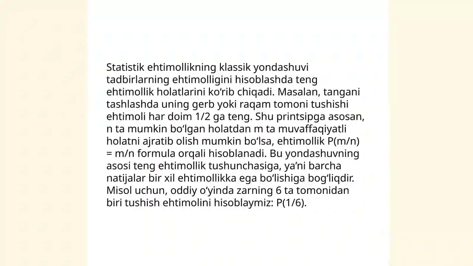 Klassik ehtimollik statistik tadqiqot usuli 4