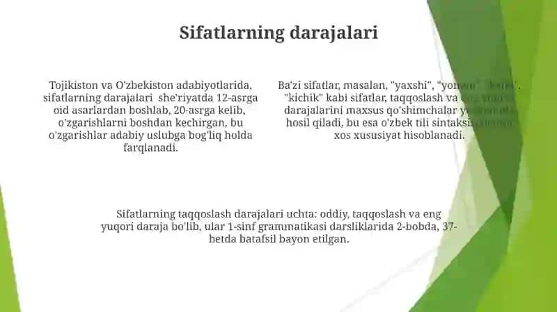 Sifat so'z turkumi haqida 4